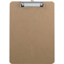 Business Source Flat Clip Hardboard Clipboard - 9" x 12 1/2" - Hardboard - Brown - 1 Each