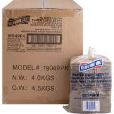 Genuine Joe Protective Corrugated Hot Cup Sleeves - 20 / Carton - Brown