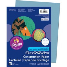 SunWorks Construction Paper - Multipurpose - 0.40"Height x 12"Width x 9"Length - 50 / Pack - Sky Blue - Paper