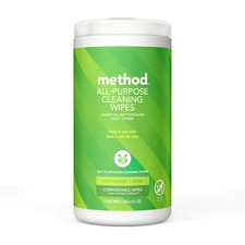 Method All-purpose Cleaning Wipes - Wipe - Lime + Seasalt Scent - 70 / Tub - 1 Each - Green