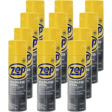 Zep Stainless Steel Polish - Spray - 14 fl oz (0.4 quart) - 12 / Carton - Chrome, Black