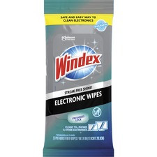 Windex Electronic Wipes - For Multipurpose - Non-drip, Ammonia-free, Pre-moistened, Streak-free - 25 / Pack - 12 / Carton - White