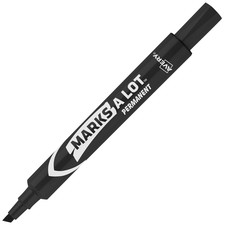 Avery Marks A Lot Permanent Markers - Large Desk-Style Size - 4.7625 mm Marker Point Size - Chisel Marker Point Style - Black - Black Barrel - 1 Dozen