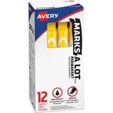 Avery Large Desk-Style Permanent Markers - 4.7625 mm Marker Point Size - Chisel Marker Point Style - Yellow - Plastic Barrel - 1 Dozen