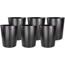 Genuine Joe 6-gallon Steel Fire-safe Trash Can - 6 gal Capacity - 14" Height x 13" Diameter - Metal, Steel - Black - 6 / Carton