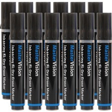 Bi-silque Inkstring XL Dry Erase Markers - 3 mm Marker Point Size - Bullet Marker Point Style - Black Gel-based Ink - 12 / Each