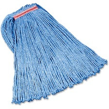 Rubbermaid Commercial 1" Headband Dura Pro Wet Mop - Cotton Head - 4-ply, Cut Ends, Absorbent, Durable - 12 / Carton - Blue