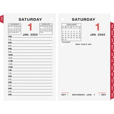 At-A-Glance Daily Two-Color Desk Calendar Refill with tabs - Julian Dates - Daily - 1 Year - January 2023 till December 2023 - 7:00 AM to 5:00 PM - Half-hourly - 1 Day Double Page Layout - 3 1/2" x 6" Sheet Size - Desktop - White - 1 Each