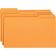 Smead Colored 1/3 Tab Cut Legal Recycled Top Tab File Folder - 8 1/2" x 14" - 3/4" Expansion - Top Tab Location - Assorted Position Tab Position - Orange - 10% Recycled - 100 / Box
