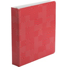 Oxford 1-1/2" Back-mounted Round Ring Binder - 1 1/2" Binder Capacity - 350 Sheet Capacity - Round Ring Fastener(s) - 2 Internal Pocket(s) - Red - 1 Each