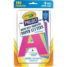 Pacon Self-adhesive Paper Letters - Self-adhesive - 4" Height - Assorted Neon - Paper - 24 / Each