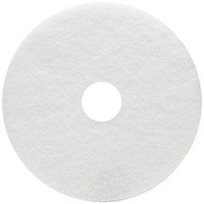Genuine Joe Floor Cleaner Pad - 5/Carton - Round x 17" Diameter - Cleaning, Scrubbing - 350 rpm to 800 rpm Speed Supported - Resilient, Flexible - White