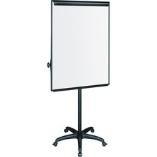MasterVision Basic Mobile Presentation Easel - 27.5" (2.3 ft) Width x 39" (3.3 ft) Height - White Melamine Surface - Black Aluminum Frame - Rectangle - Floor Standing - 1 Each