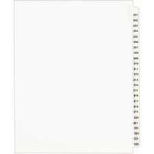 Avery Standard Collated Legal Dividers - 1 x Divider(s) - Side Tab(s) - 201-225 - 25 Tab(s)/Set - 8.5" Divider Width x 11" Divider Length - Letter - 8.50" Width x 11" Length - White Paper Divider - White Tab(s) - 1