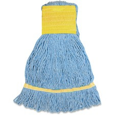 Genuine Joe GJOSBL5B, Wide Band Synthetic Blend Mophead, 1 Each, Blue - Synthetic, Cotton, Rayon, Fiber