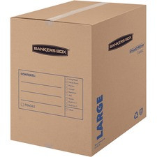 SmoothMove Basic Moving Boxes, Large - Internal Dimensions: 18" Width x 18" Depth x 24" Height - External Dimensions: 18.3" Width x 18.3" Depth x 24.8" Height - Kraft, Black - Recycled - 15 / Carton