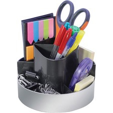 Kantek Rotating Desktop Organizer - 4.4" Height x 6" Width - Desktop - Silver - 1 Each