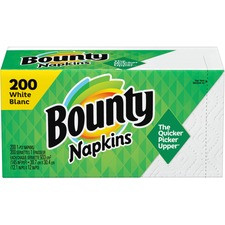 Bounty Quilted Napkins - 1 Ply - 12" x 12" - White - Paper - Quilted, Soft, Absorbent, Strong, Durable - For Food Service, School, Office - 200 / Pack