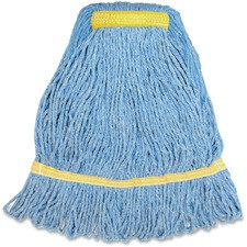 Genuine Joe GJOSBL1B, Narrow Band Blend Small Mophead, 1 Each, Blue - Synthetic, Rayon, Cotton, Fiber
