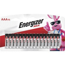 Energizer MAX Alkaline AAA Batteries, 16 Pack - For Multipurpose - AAA - 1.5 V DC - Alkaline Manganese Dioxide - 16 / Pack