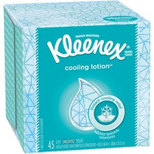 Kleenex Cooling Lotion Tissues - 3 Ply - 8.20" x 8.40" - White - Unscented, Absorbent - For Home, Office, School - 45 Per Box - 1 / Box