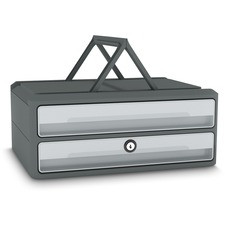 CEP MoovUp Secure Drawer Module - 2 Drawer(s) - 10.8" Height x 14.5" Width x 5.7" Depth - Desktop - Locking Drawer, Handle, Stackable, Key Locked - 100% Recycled - Dark Red, Light Gray - Polystyrene - 1 / Carton