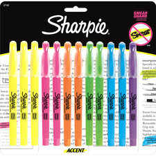 Sharpie Accent Highlighter - Pocket - Chisel Marker Point Style - Fluorescent Yellow, Fluorescent Green, Fluorescent Pink, Blue, Fluorescent Orange, Lavender - 12 / Set