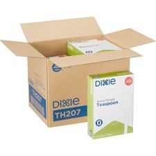 Dixie Heavyweight Disposable Teaspoons Grab-N-Go by GP Pro - 100 / Box - 1000 Piece(s) - 1000/Carton - Teaspoon - 1000 x Teaspoon - Polystyrene - White