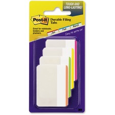 Post-it Durable Tabs - Write-on Tab(s) - 1.50" Tab Height x 2" Tab Width - Pink, Green, Orange, Yellow Tab(s) - 24 / Pack