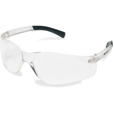 Crews BearKat Safety Glasses - Comfortable, Scratch Resistant, Lightweight, Side Shield, Adjustable Temple, Non-Slip Temple - Ultraviolet Protection - Rubber - Clear - 1 Each