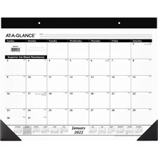 At-A-Glance Monthly Desk Pad - Julian Dates - Monthly - 1 Year - January 2023 till December 2023 - 1 Month Single Page Layout - 22" x 17" Sheet Size - 3" x 2.25" Block - Headband - Desktop - White - Poly - Refillable - 1 Each