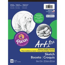 UCreate Medium Weight Sketch Pads - 50 Sheets - 9" x 12" - White Paper - Acid-free, Mediumweight - Recycled - 50 / Pad