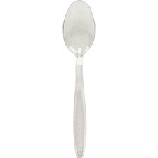 Solo Extra Heavyweight Cutlery Clear Teaspoons - 1000/Carton - Teaspoon - 1 x Teaspoon - Breakroom - Disposable - Textured - Polystyrene - Clear