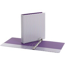 Oxford 1-1/2" Back-mounted Round Ring Binder - 1 1/2" Binder Capacity - 350 Sheet Capacity - Round Ring Fastener(s) - 2 Internal Pocket(s) - Purple - 1 Each