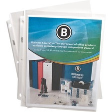 Business Source Top-Loading Poly Sheet Protectors - For Letter 8 1/2" x 11" Sheet - 3 x Holes - Ring Binder - Top Loading - Rectangular - Clear - Polypropylene - 200 / Box