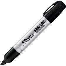 Sharpie King-Size Permanent Markers - Chisel Marker Point Style - Black - Silver Plastic Barrel - 12 / Dozen