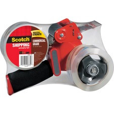 Scotch Commercial-Grade Shipping/Packaging Tape - 54.60 yd Length x 1.88" Width - 3.1 mil Thickness - 3" Core - Synthetic Rubber Resin Backing - Pistol Grip Dispenser - 2 / Pack - Clear
