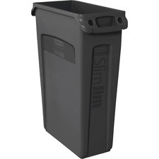 Rubbermaid Commercial Slim Jim Vented Container - 23 gal Capacity - Rectangular - Durable - 30" Height x 11" Width x 22" Depth - Black - 4 / Carton