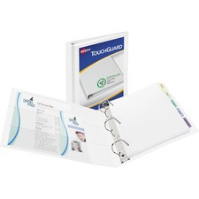 Avery TouchGuard View 3 Ring Binder - 1" Binder Capacity - Letter - 8 1/2" x 11" Sheet Size - 250 Sheet Capacity - 3 x Slant Ring Fastener(s) - 4 Pocket(s) - Polypropylene - Recycled - Pocket, Durable, Antimicrobial, Heavy Duty - 1 Each