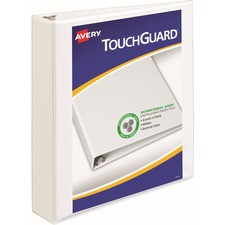 Avery TouchGuard View 3 Ring Binder - 1 1/2" Binder Capacity - Letter - 8 1/2" x 11" Sheet Size - 375 Sheet Capacity - 3 x Slant Ring Fastener(s) - 4 Pocket(s) - Polypropylene - Recycled - Pocket, Durable, Antimicrobial, Heavy Duty - 1 Each