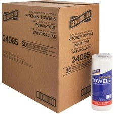 Genuine Joe Paper Towels - 2 Ply - 11" x 4.50" - 170 Sheets/Roll - White - Paper - Flexible, Perforated, Absorbent, Soft - For Kitchen, Multipurpose, Breakroom - 30 / Carton