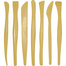 Creativity Street Plastic Modeling Tools Assortment - Modelling Clay, Modeling Dough - 4"Height x 6"Length - 6 / Set - Yellow - Plastic
