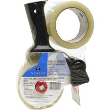Sparco Pistol Grip Dispenser Heavy-duty Packging Tape - 55 yd Length x 2" Width - 3" Core - 3 mil - Acrylic Backing - Dispenser Included - Pistol Grip Dispenser - 2 / Pack - Clear