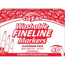 Cra-Z-Art Super Washable Finetip Markers - Fine Marker Point - Multi - 40 / Box