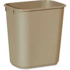Rubbermaid Commercial Standard Series Wastebaskets - 3.41 gal Capacity - Rectangular - 12.3" Height x 8.3" Width x 11.4" Depth - Polyethylene - Beige - 1 Each