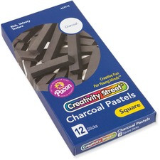 Creativity Street Charcoal Square Artist Pastels - 2.5" Length - 0.4" Diameter - Black - 12 / Set