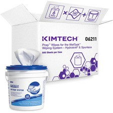 KIMTECH WETTASK Wipers For Disinfectants and Sanitizers - 12" x 6" - 140 Sheets/Roll - White - Hydroknit - Disinfectant - 1 Rolls Per Bucket - 6 / Carton