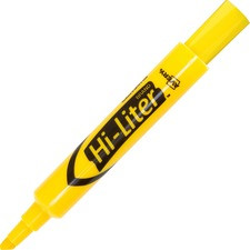 Avery Desk Style Highlighters - Chisel Marker Point Style - Yellow - Yellow Barrel - 12 / Dozen