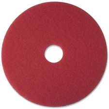 3M Red Buffer Pad 5100 - 12" Diameter - 5/Carton x 12" Diameter - Red