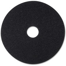 3M Black Stripping Pads - 5/Carton - Round x 20" Diameter - Stripping, Floor - Hard, Concrete Floor - 175 rpm to 600 rpm Speed Supported - Textured, Adhesive, Durable, Dirt Remover, Abrasive - Nylon, Polyester Fiber - Black